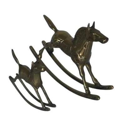Two Small Vintage Brass Horses ~ Please See Photos & Description *