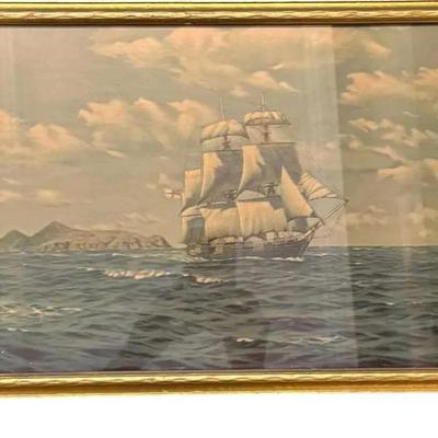 H. G. Garcia Print Antique Clipper Ship 18 x 14" H 