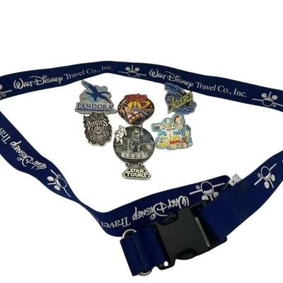 Disney Pin Trading Pins And Lanyard(Pandora, Star tours, And More)