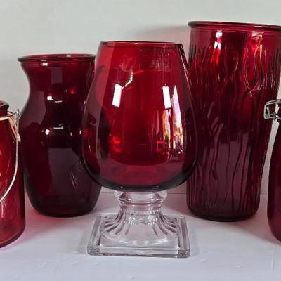 Red Glass Vases