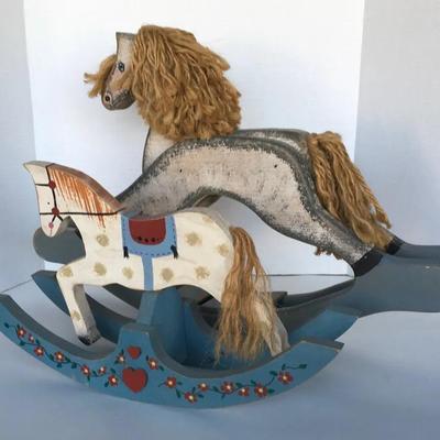Two Small Vintage Wooden Toy/Seasonal Rocking Horses