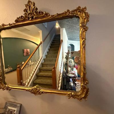 Antique Gilded Ornate Mirror 34" x 30"H