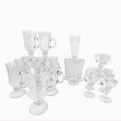 21 Polish Etched Glass Goblets