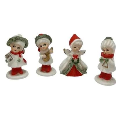 6 Vintage Bone China Miniature Christmas Characters Made In Japan