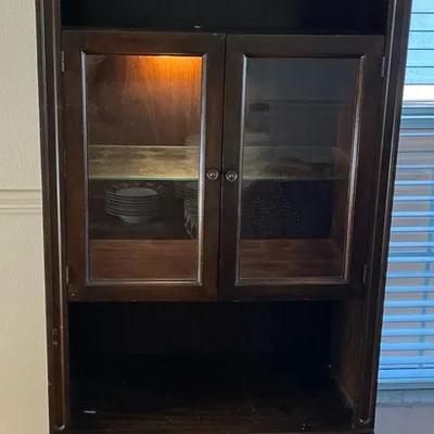 Dark Wood Lighted Display Cabinet