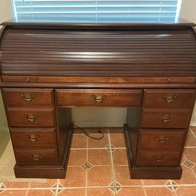 Vintage Solid Wood Roll top Secretary Desk