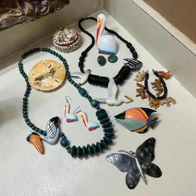 Wood Painted Animal Jewelry