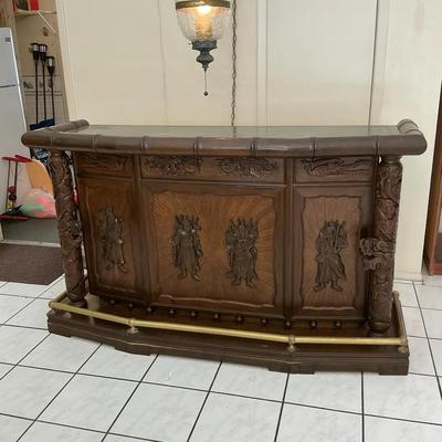 Asian Wood Carved Bar