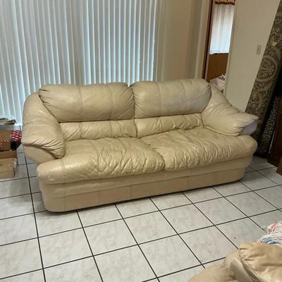 Light Faux Leather Sofa 