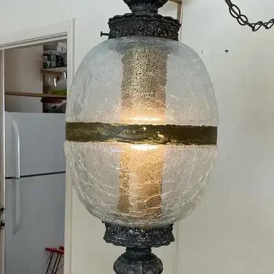 Crackle Glass Swag Lamp