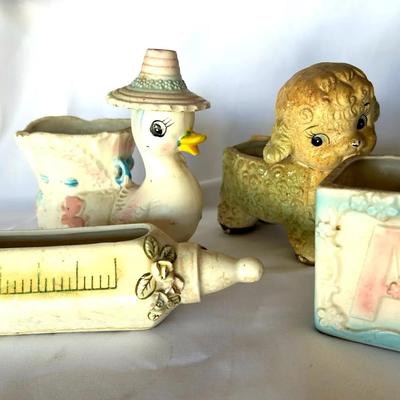 VTG Napcoware New Baby Floral Ceramic Baskets