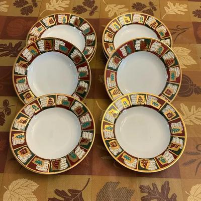 Pier 1 Yuletide Greetings Pasta Bowls Lot Of 8