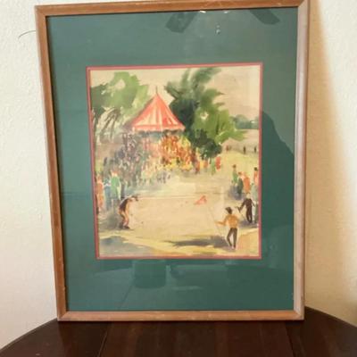 Framed Vintage Watercolor Golf Art