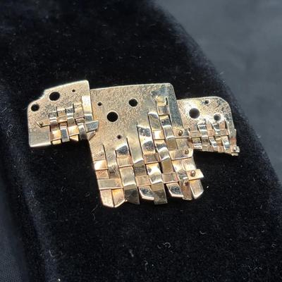14K Gold Geometric Woven Brooch | Stamped 14K | Total Weight 9.50g