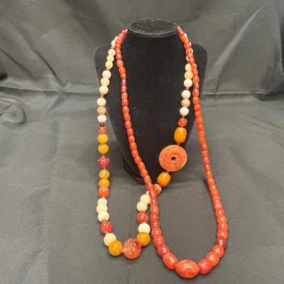 Vintage Carved Carnelian & Mixed Stone Necklaces | One 14K Gold Clasp