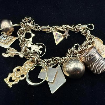 Multi-Charm Gold Bracelet | 10K & 14K Gold | 50.91g Total Weight