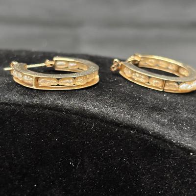 14K Pearl Hoop Earrings | Total Weight 8.27g