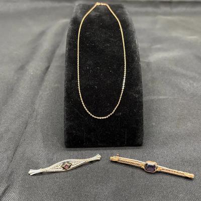 Vintage Gold Jewelry | Stamped 10k | Necklace & Brooches | Total Weight 6.56g