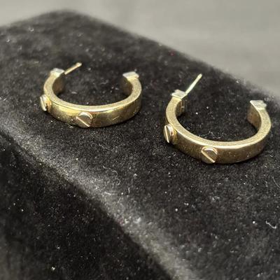 14K Yellow Gold Hoop Earrings | Stud Accent Design | Total Weight 16.22g