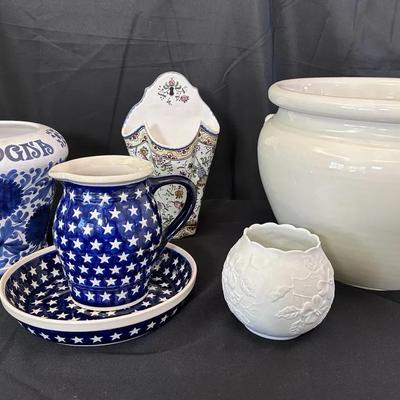 European Ceramic Decor Lot | Boleslawiec Polish Pottery, Kaiser Porcelain & Italian Pieces