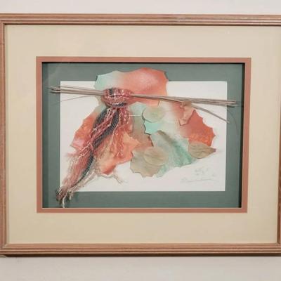 “Moonshadows” Signed Mixed Media Collage | Hand-Torn Paper & Fiber | Framed