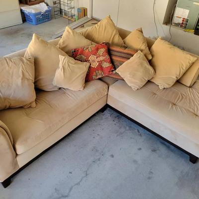 L-Shaped Sectional Sofa | Neutral Beige Upholstery | Includes Accent Pillows