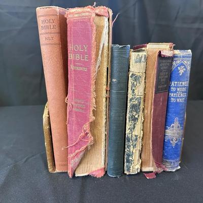 Antique Religious & School Books Lot | Holy Bibles, Early Textbooks & Bookends