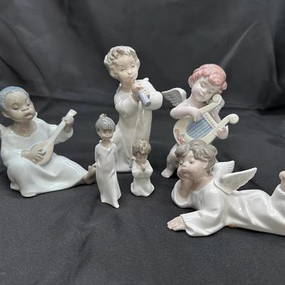 Lladró Porcelain Angel & Child Figurines | Musical & Devotional Motifs (6 Pieces)