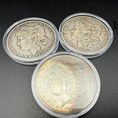 Morgan Silver Dollars | 3 Coins | 1899-O (New Orleans)