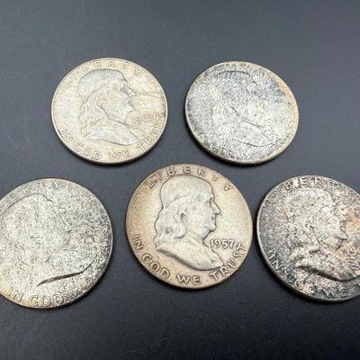 Franklin Half Dollars | 5 Coins | 1957–1963