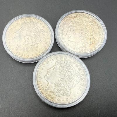 Morgan Silver Dollars | 3 Coins | 1921-S and (2) 1921-P