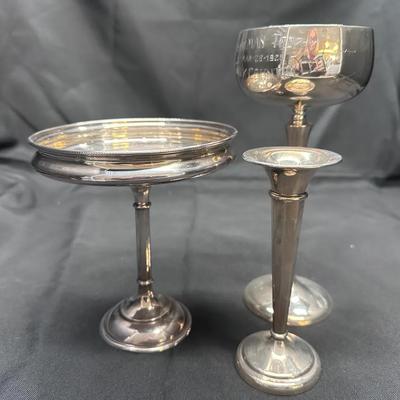 Weighted Sterling Silver Group | Trophy Cup, Compote & Candlestick