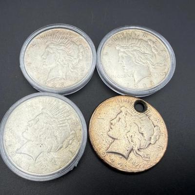 Peace Dollars | (1) 1928, (2) 1923 + (1) 1922 Holed | 90% Silver