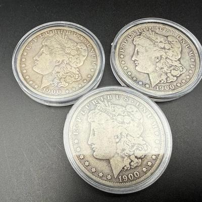 Morgan Silver Dollars | 3 Coins | 1900-O