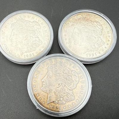 Morgan Silver Dollars | 3 Coins | 1921