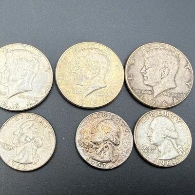 U.S. Silver Coin Lot | 6 Coins | Pre-1965 | 90% Silver