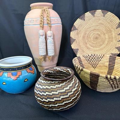 Native American Style Pottery & Baskets