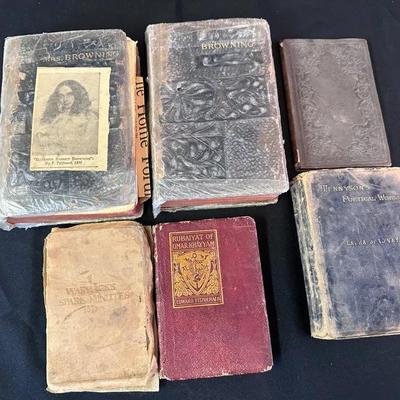 Antique Poetry & Literature Books | Browning, Tennyson, Rubaiyat | Decorative Bindings