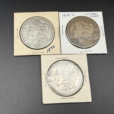 Morgan Silver Dollars | 3 Coins | 1890-P, 1890-O, 1898-P