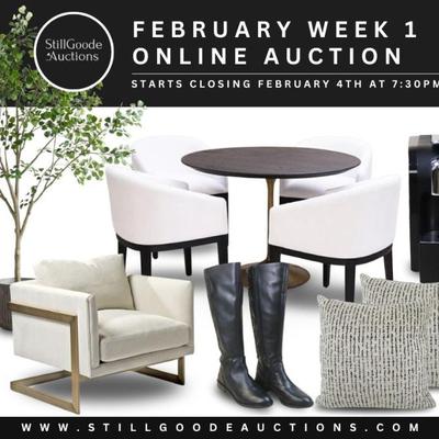 This auction has beautiful furniture, jewelry and more! Waterford, Reed & Barton, Sterling Silver, Restoration Hardware...