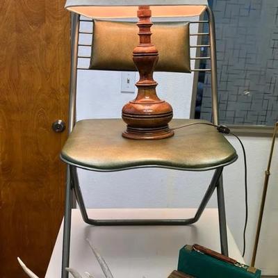 Cool MCM Folding Chair, Vintage Games And Wooden Desk Lamp