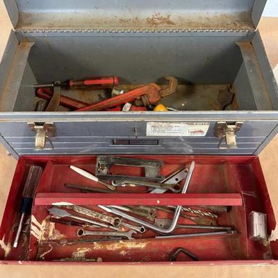 Vintage Sears Craftsman Toolbox With Assorted Tools Incl. Fuller, Ridgid, Red Devil