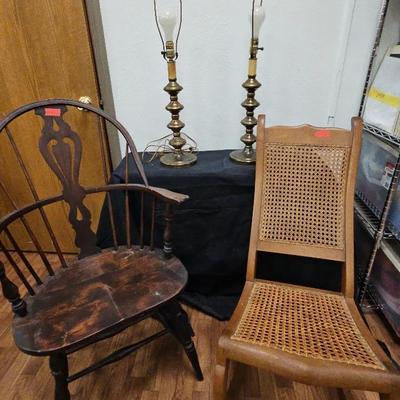 Vintage Chairs& Brass Lamps