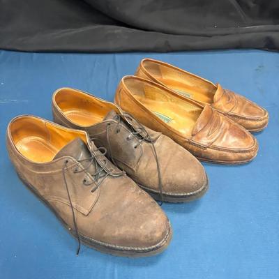Two Pairs Of Cole Haan Shoes: Italian Slip On Loafers Size 9 & USA Made Derby Shoes Size 9