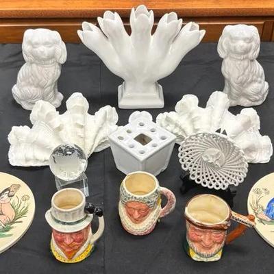 Eclectic Ceramic, Glass & Seashell Lot, Includes Ceramics From Italy, Portugal & England