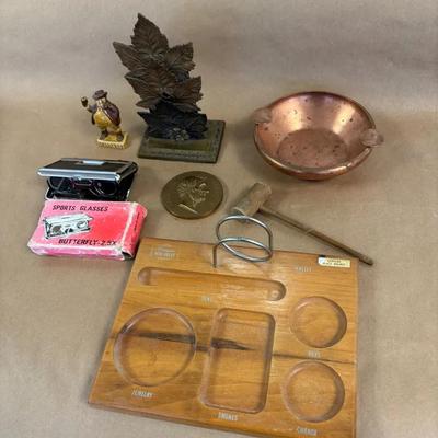 Butterfly Sports Glasses, Solid Copper Bowl, Vintage Dresser Nite-Valet, Lincoln Token & More!