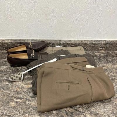 Men’s Ralph Lauren E Thomas Trousers Gucci Brown Leather Horsebit Loafers and Gucci Shoe Tree