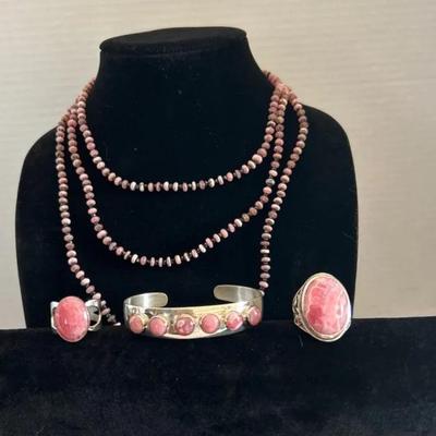 Rhodochrosite And Black Spinel Collection
