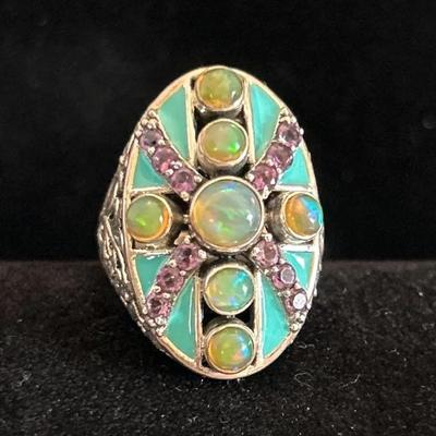 Opal And Amethyst Ring