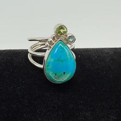 Peridot Topaz Turquoise Ring